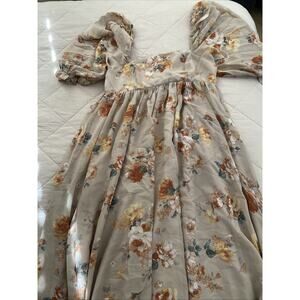STORIA FLORAL LONG DRESS PUFF SLEEVE SIZE LARGE